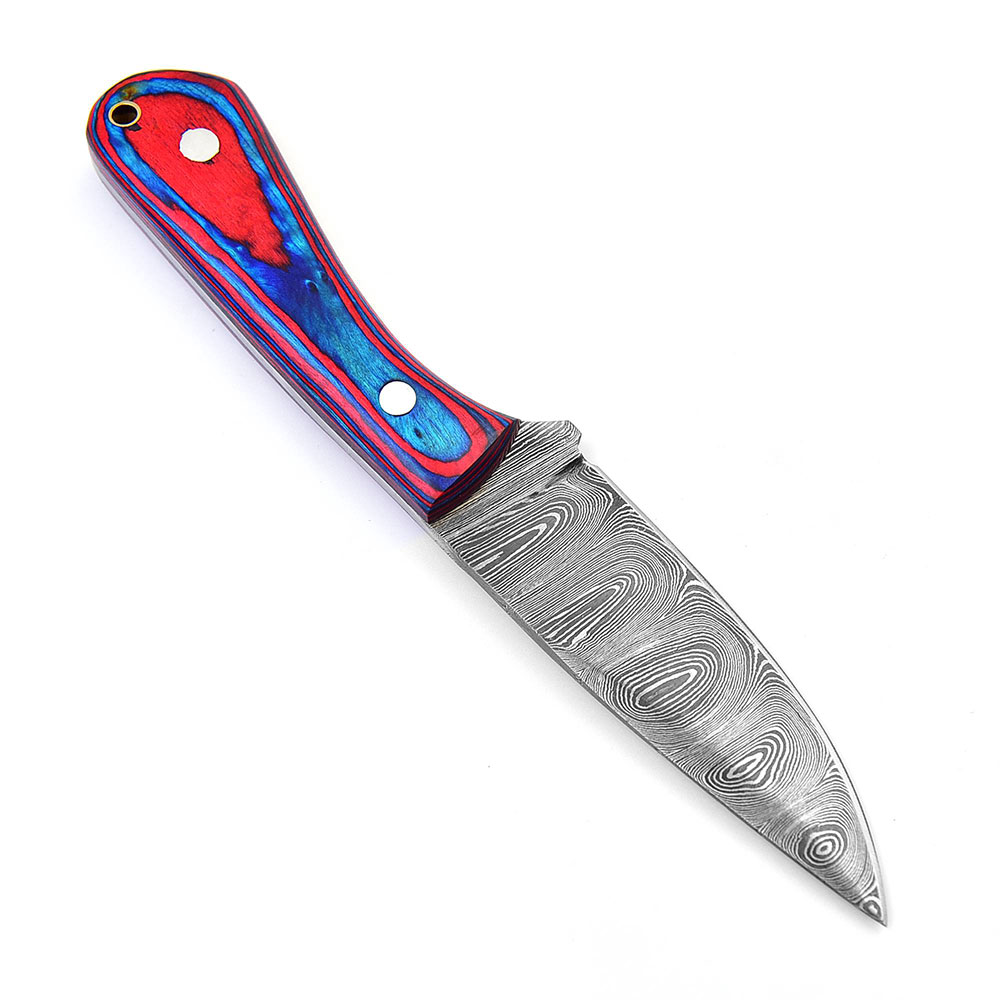 White Deer 9" Drop Point Blade Damascus Hand Forge Frost Wood Handle