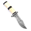 White Deer Crocodile Dundee Damascus Bolster Hand Forge Ranger Knife Bone Handle