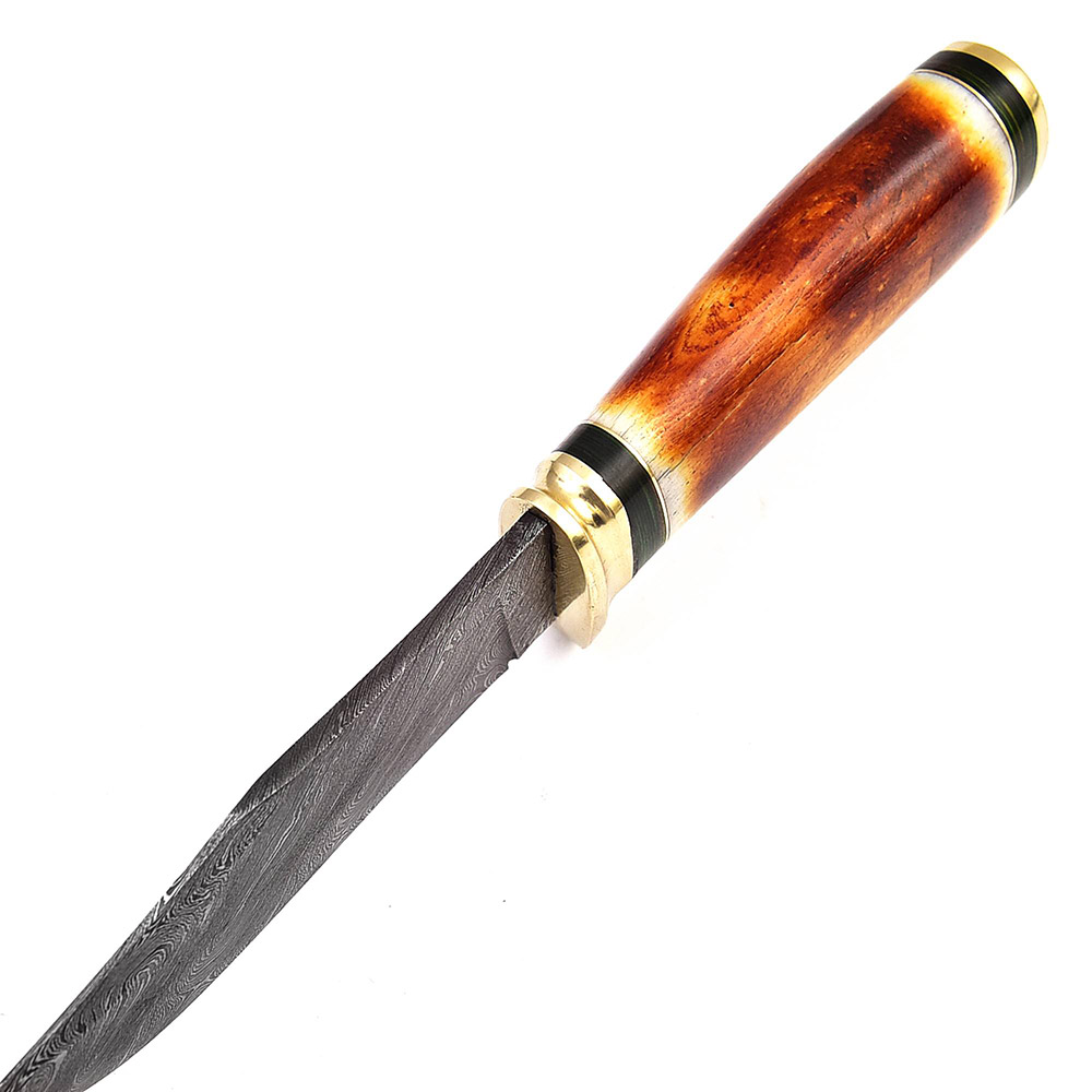 Custom Made Damascus Steel Hunting Knife w/ Camel Bone Handle
