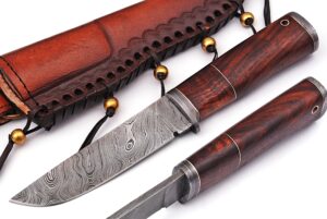 White Deer  Damascus Bolster  Rebel Komrad Damascus Knife