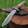 Custom Made Damascus Steel Kukri Knife w/ Wood & Camel Bone