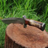 Custom Made Damascus Steel Kukri Knife w/ Wood & Camel Bone