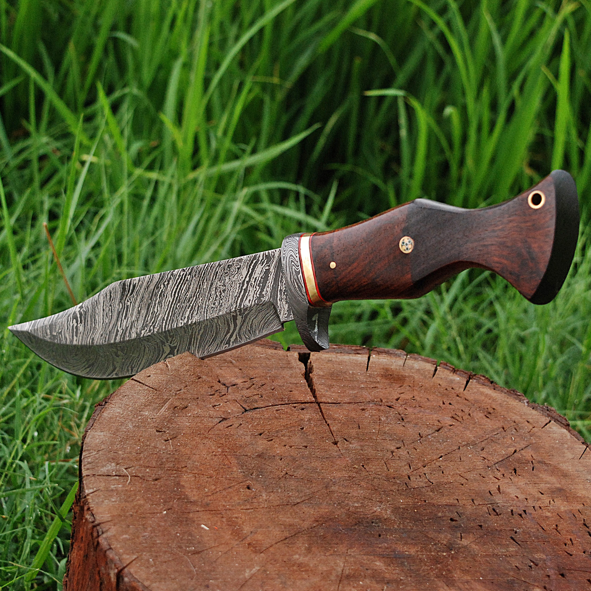 White Deer Custom Made Damascus Steel Executive Knife with Wood Handle
