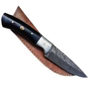 Damascus Steel Hunting Knife (Buffalo Horn Handle) 1
