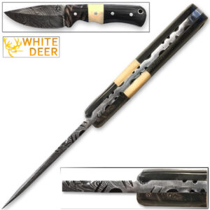 White Deer Handmade Damascus Steel Hunting Knife