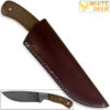 WHITE DEER Hunters Legend Damascus Steel Knife Walnut Wood Handle & Mosaic Pin