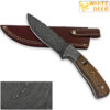 WHITE DEER Hunters Legend Damascus Steel Knife Walnut Wood Handle & Mosaic Pin
