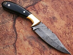 White Deer Custom  Damascus Steel Knife (Buffalo Horn Handle)