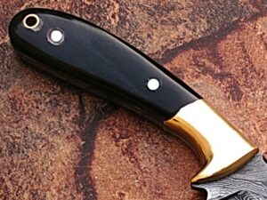 White Deer Custom  Damascus Steel Knife (Buffalo Horn Handle)