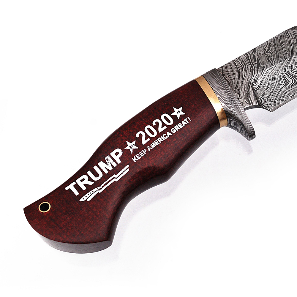 "Keep America Great" Trump 2020  Damascus Knife Damascus & Brass  Bolster Exclusive Item
