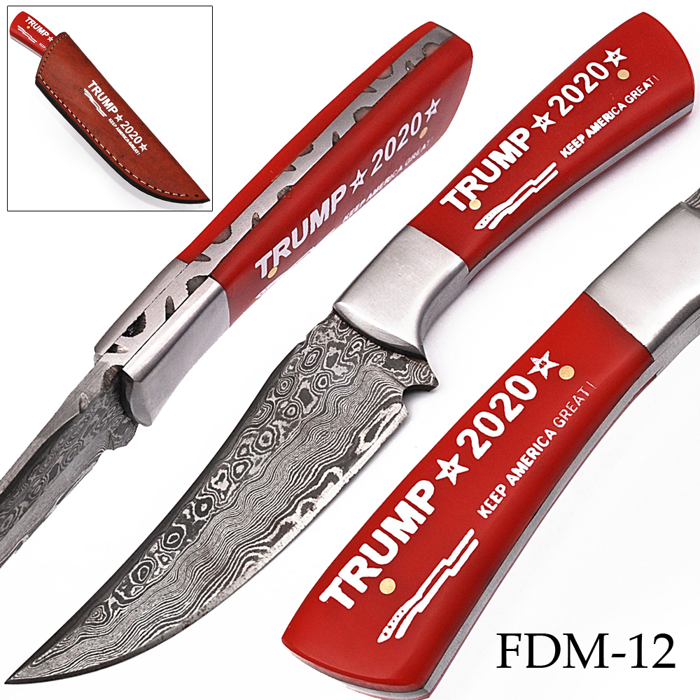 "Keep America Great" Trump 2020  Damascus Knife  Stainless Steel Bolster Exclusive Item
