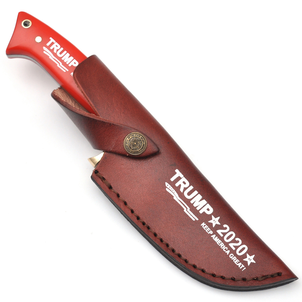 "Keep America Great" Trump 2020  Damascus Knife Brass Bolster