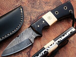White Deer General Patton's Custom Damascus Knife 1095 HC Steel Razor Sharp