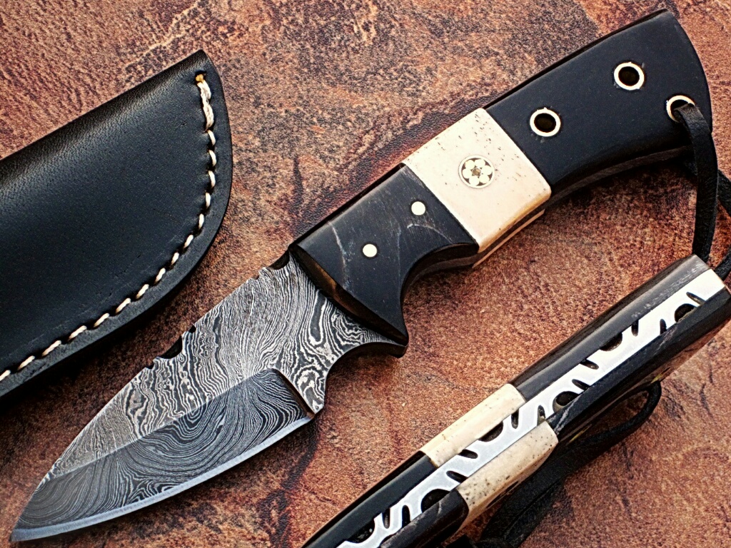White Deer General Patton's Custom Damascus Knife 1095 HC Steel Razor Sharp