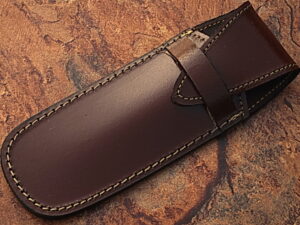 White Deer Custom Made Damascus Steel Straight Razor w/ Wood Handle & Sheath