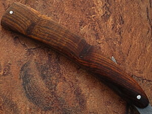 White Deer Custom Made Damascus Steel Straight Razor w/ Wood Handle & Sheath