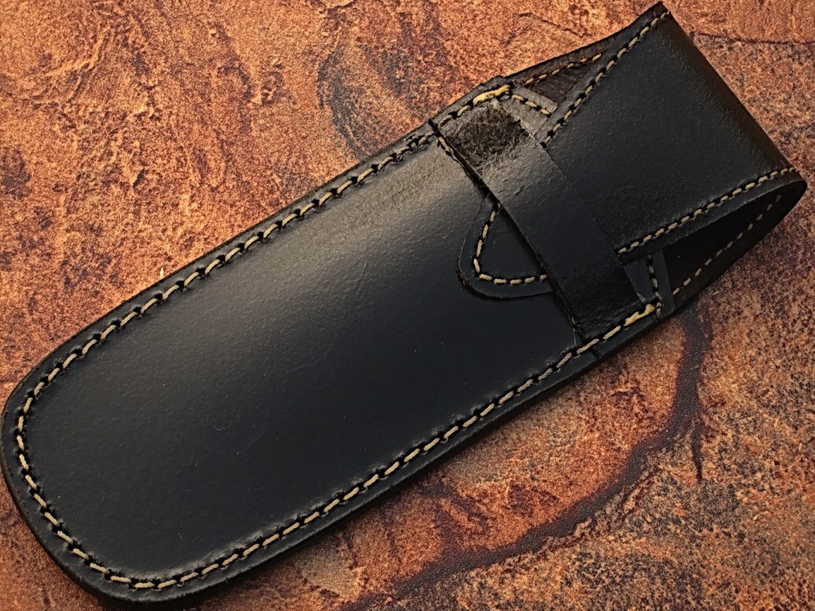 Custom Made Damascus Steel Straight Razor w/ Camel Bone Handle w