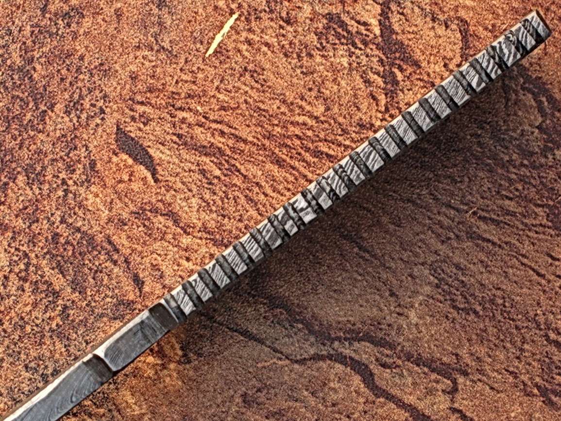 White Deer Damascus Steel Straight Razor w/ Camel Bone & Wood Handle