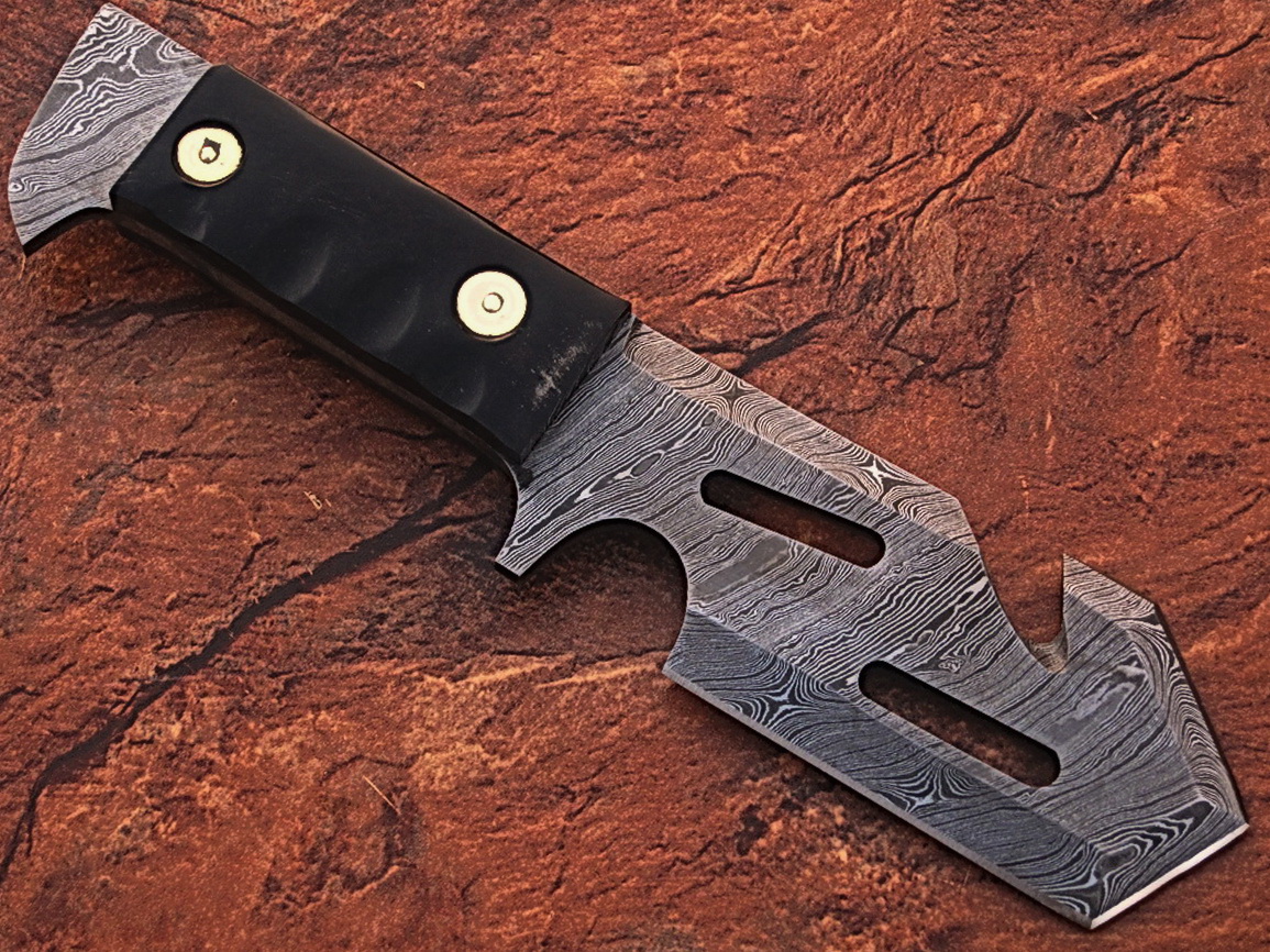 White Deer Tracker Damascus Steel Wharncliffe Tanto Guthook Skinner