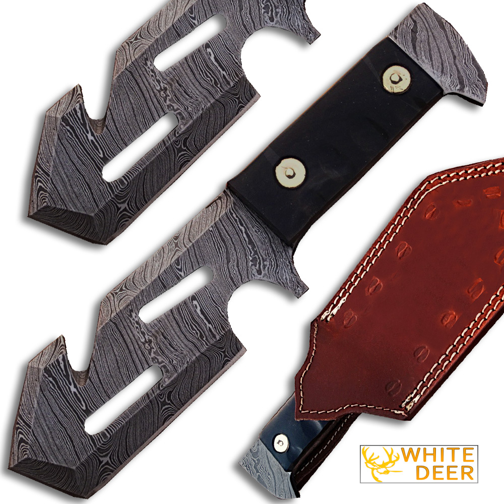 White Deer Tracker Damascus Steel Wharncliffe Tanto Guthook Skinner