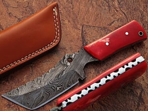 White Deer Damascus Steel Limited Edition  Knife w/ Camel Bone