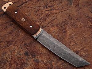 WHITE DEER Damascus Steel TANTO Point Hunting Knife Cocobolo Wood Handle 1095HC