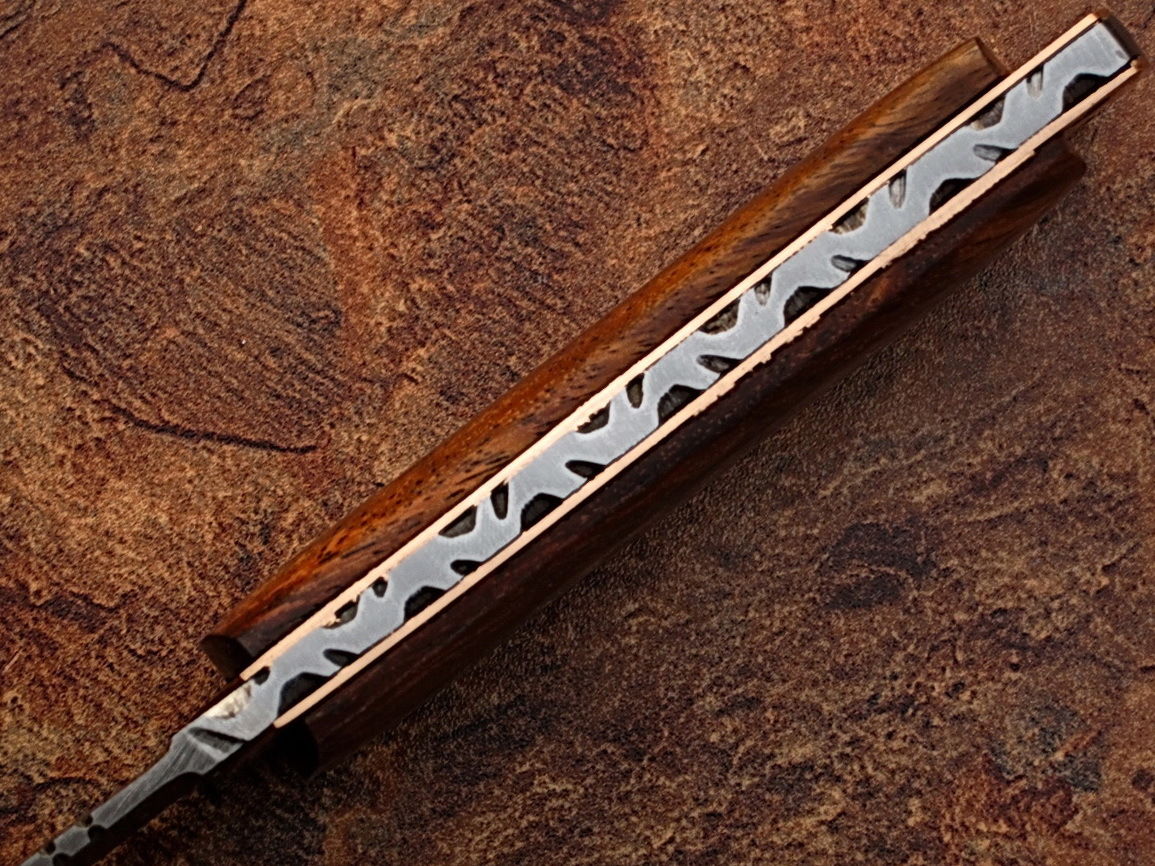 WHITE DEER Damascus Steel TANTO Point Hunting Knife Cocobolo Wood Handle 1095HC