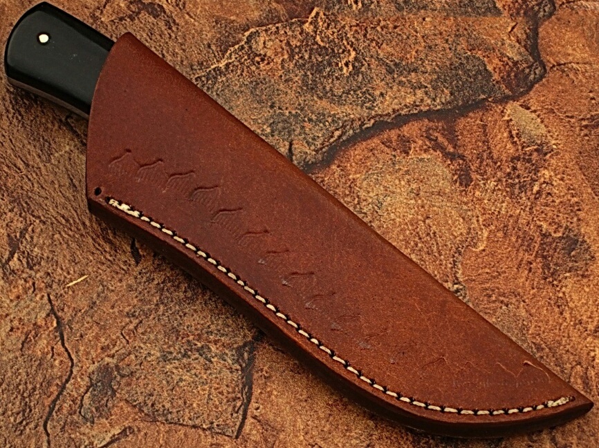 Damascus Steel Custom Handmade Hunting Knife Buffalo Handle