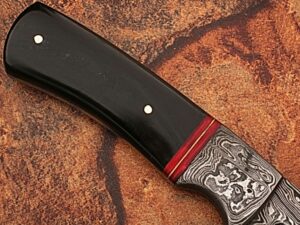 Damascus Steel Custom Handmade Hunting Knife Buffalo Handle