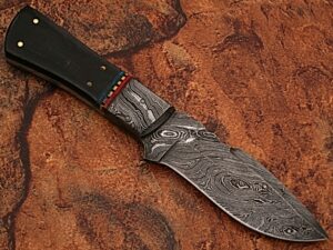 White Deer Damascus Steel Custom Handmade Skinner  Knife Buffalo Handle