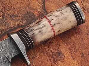 Out Class  Damascus Steel Hunting Knife w/ Giraffe Bone Handle