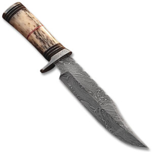 Out Class  Damascus Steel Hunting Knife w/ Giraffe Bone Handle