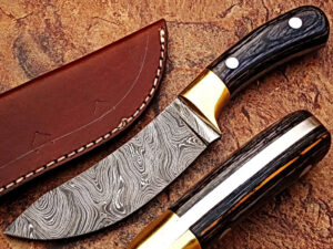 White Deer Custom Made Damascus Steel  Exotic Wood handle Buffalo Skinner