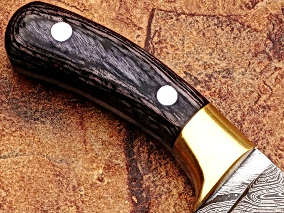 White Deer Custom Made Damascus Steel  Exotic Wood handle Buffalo Skinner