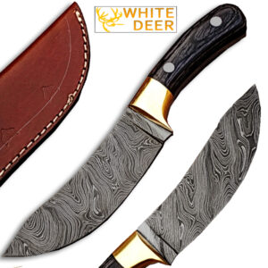 White Deer Custom Made Damascus Steel  Exotic Wood handle Buffalo Skinner