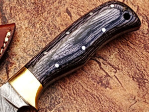 WHITE DEER Damascus Steel Kukri Skinner Knife Exotic Wood Handle Buffalo Skinner
