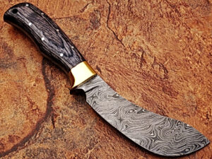 WHITE DEER Damascus Steel Kukri Skinner Knife Exotic Wood Handle Buffalo Skinner