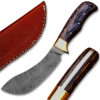 WHITE DEER Damascus Steel Kukri Skinner Knife Exotic Wood Handle Buffalo Skinner