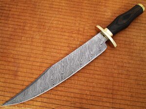 Whit Deer Damascus Steel  Steel Laredo Bowie Black Micarta  wood Handle