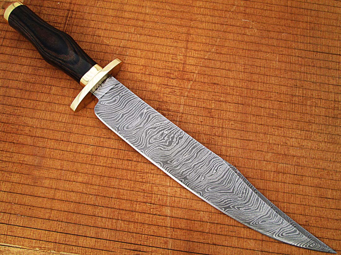 Whit Deer Damascus Steel  Steel Laredo Bowie Black Micarta  wood Handle