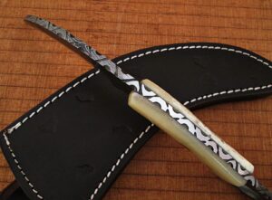 Custom Made Damascus Karambit Knife Bone Handle Beautiful Mosaic