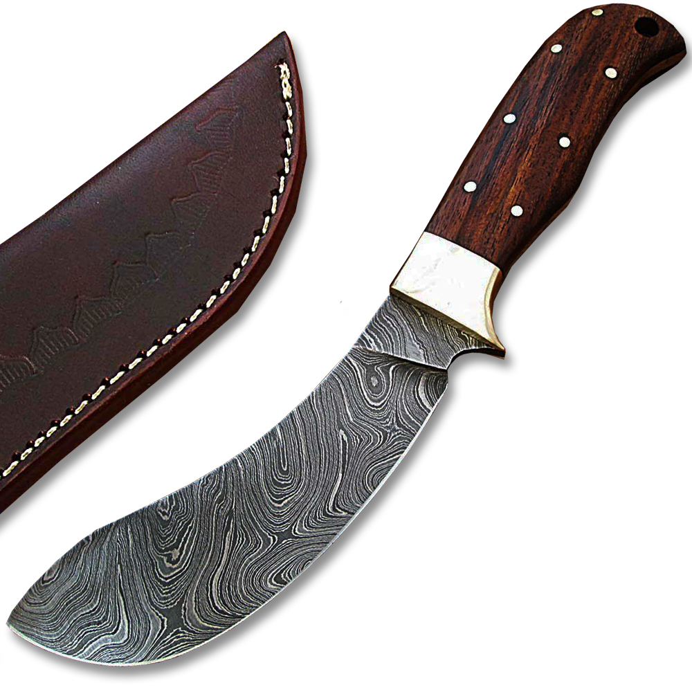 CUSTOM MADE DAMASCUS COCO BOLO SKINNER KNIFE