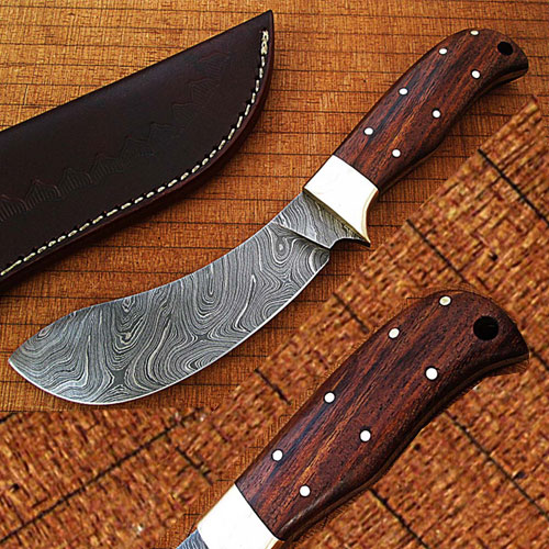 CUSTOM MADE DAMASCUS COCO BOLO SKINNER KNIFE