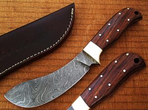 CUSTOM MADE DAMASCUS COCO BOLO SKINNER KNIFE