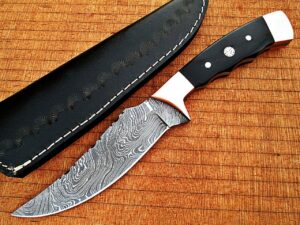 White Deer Deplorables Damascus Bowie Knife Buffalo Horn&Copper Bolster Trailin