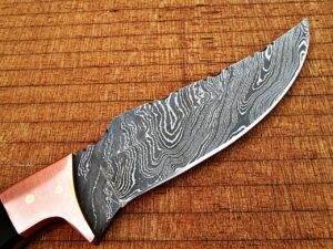 White Deer Deplorables Damascus Bowie Knife Buffalo Horn&Copper Bolster Trailin
