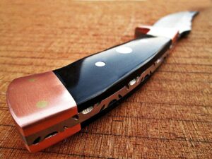 White Deer Deplorables Damascus Bowie Knife Buffalo Horn&Copper Bolster Trailin