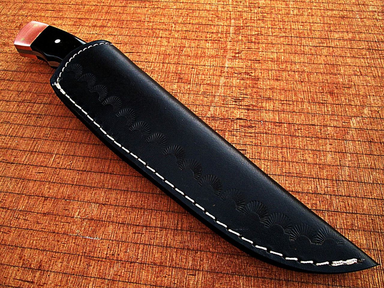 White Deer Deplorables Damascus Bowie Knife Buffalo Horn&Copper Bolster Trailin