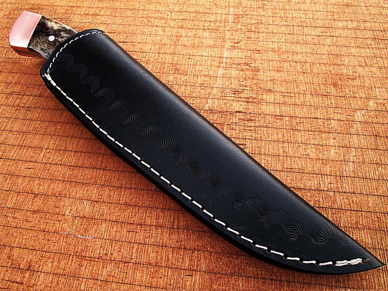 White Deer Damascus Steel Bowie W/Giraffe Bone & Copper Bolster EXCLUSIVE