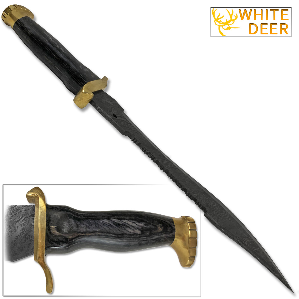 White Deer Ranger Bowie Knife Damascus Steel 55-60 HRC Forged 1095 High Carbon